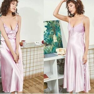 Pink Satin Slip dress Nightgown size large